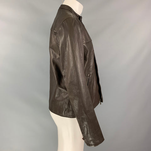 JOHN VARVATOS Size 40 Brown Leather Motorcycle Jacket