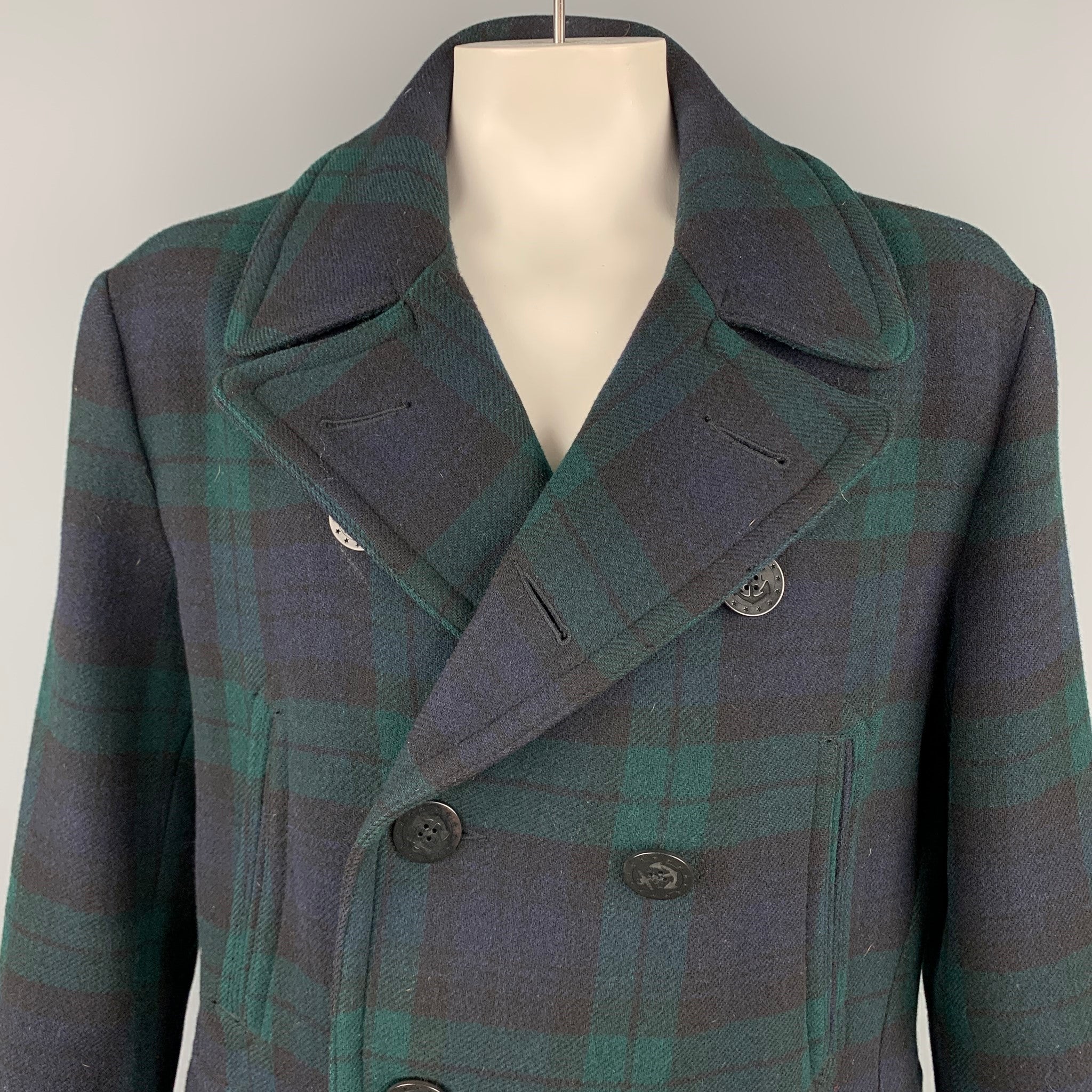 Ralph lauren plaid peacoat best sale