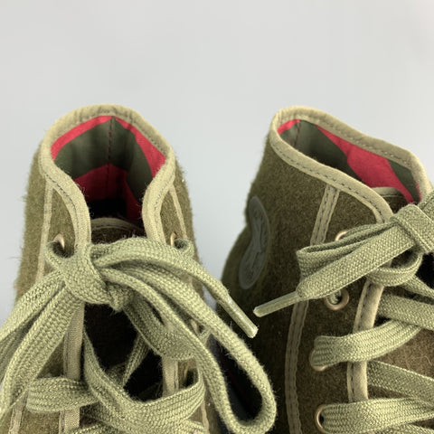 CONVERSE Size 10.5 Olive Textured Wool High Top Sneakers