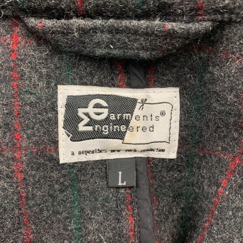 ENGINEERED GARMENTS Size L Charcoal & Red Window Pane Wool / Nylon Jacket
