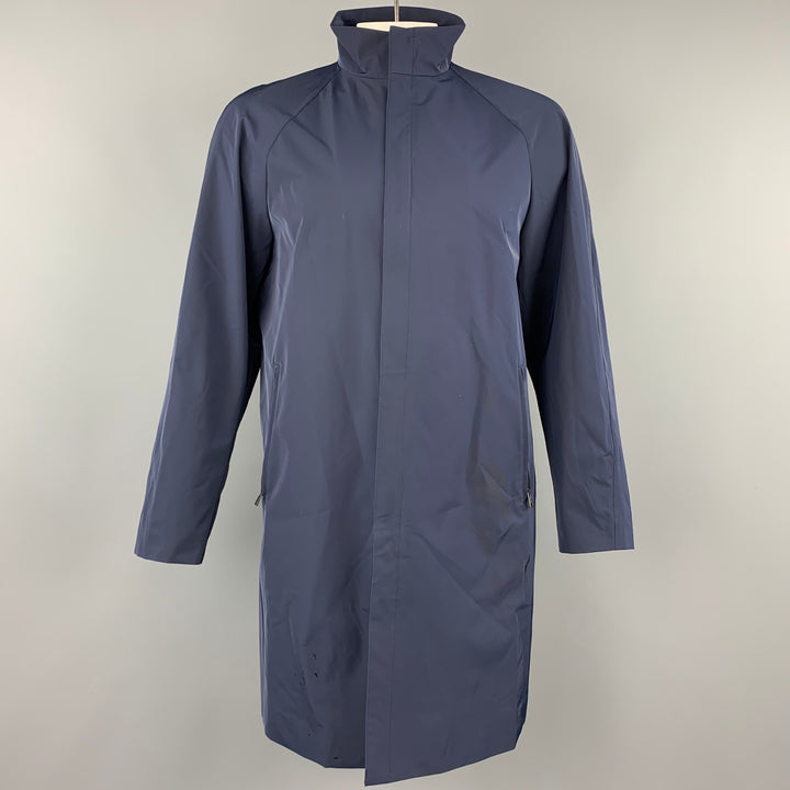 THEORY Size L Navy Polyester Zip Up Coat