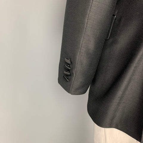 SAND Size 42 Black Woven Wool Silk Notch Lapel Sport Coat