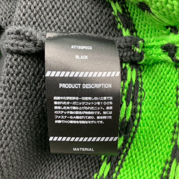 ATIVE Jersey de punto de algodón con cuello en V, color negro y verde, talla L