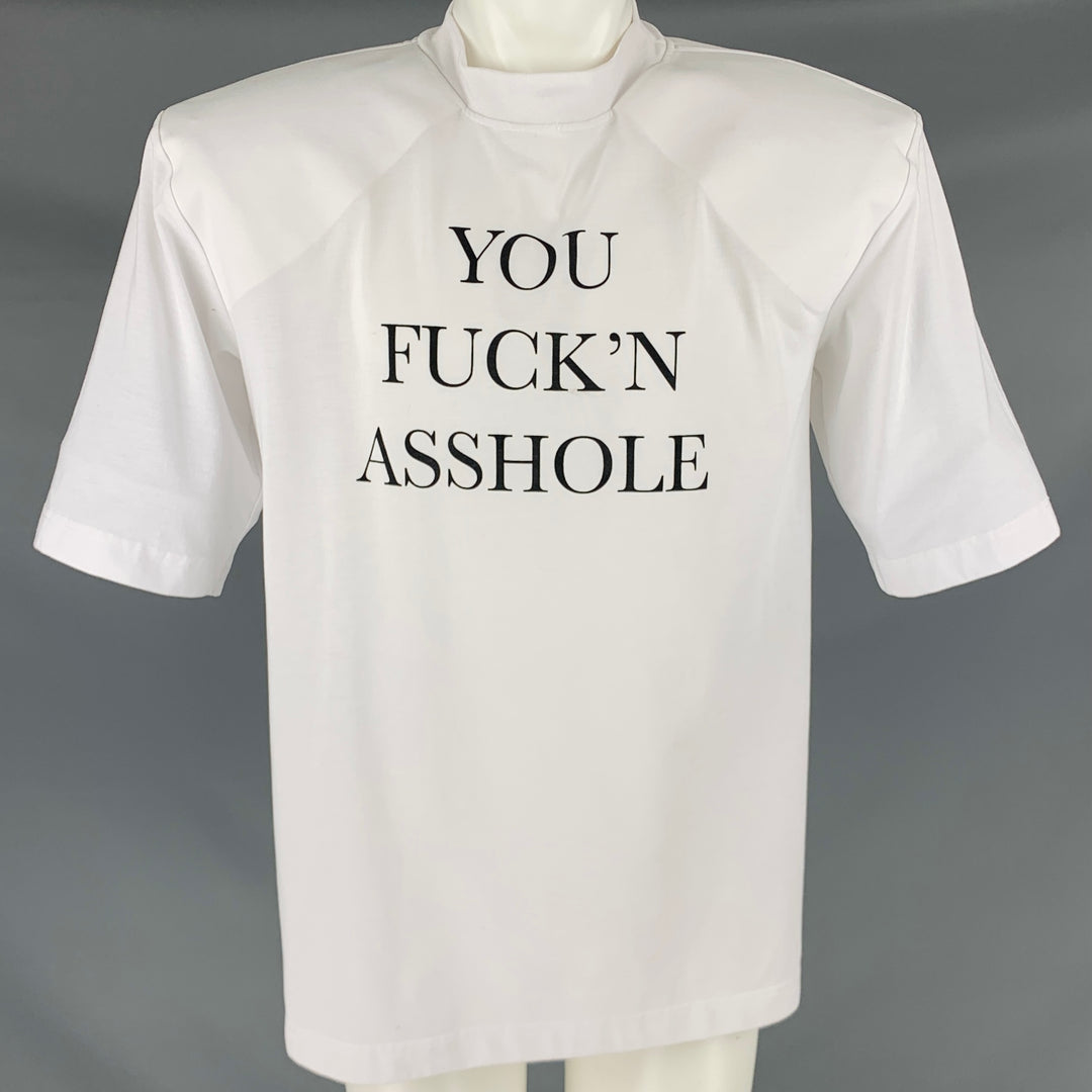 VETEMENTS Size S White Black Polyester Shoulder Pads T-shirt