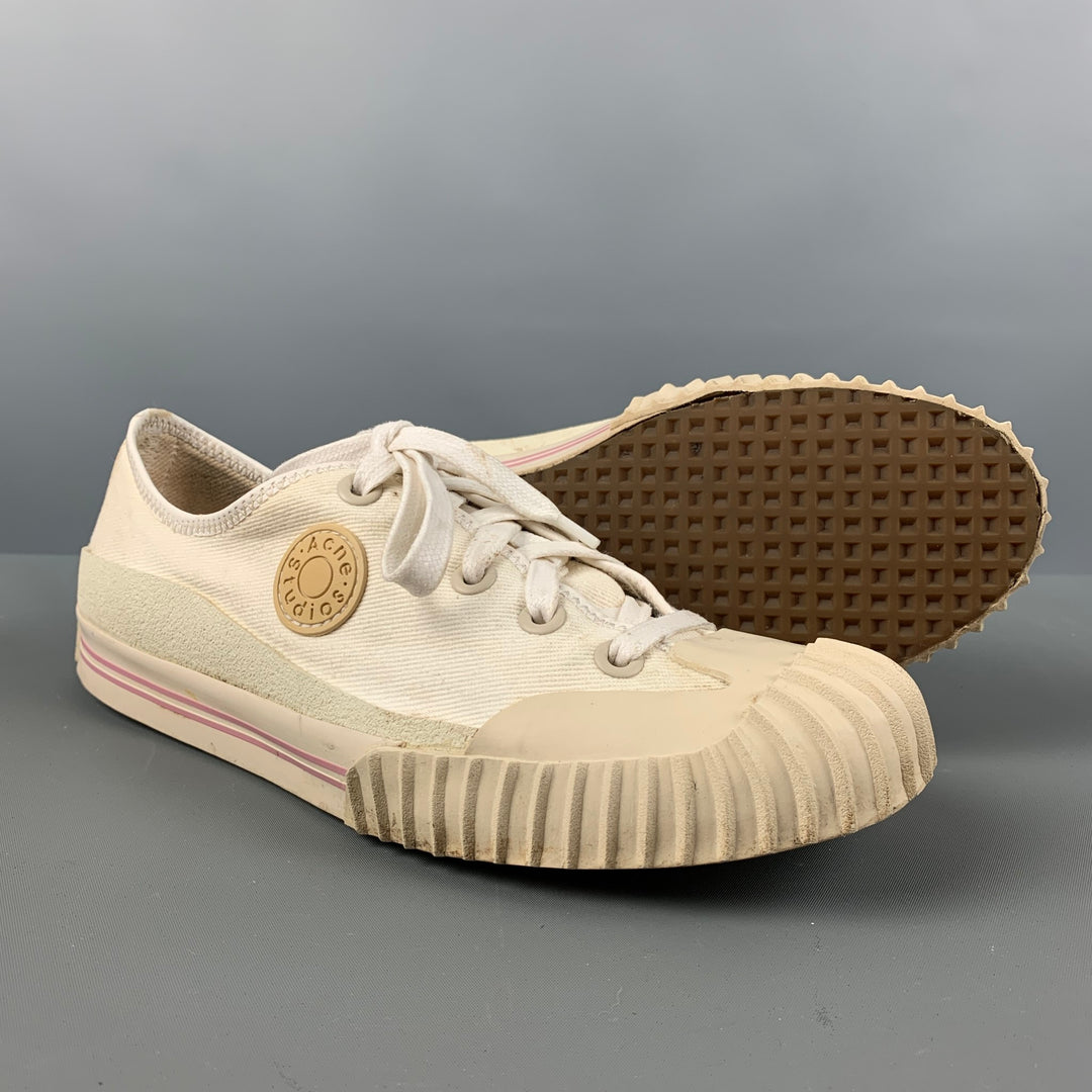 ACNE STUDIOS Size 8 White Canvas Sneakers