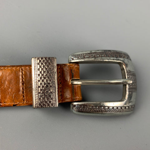 BRIGHTON Size 38 Tan Embossed Leather Belt