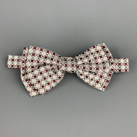 Vintage GIANNI VERSACE Silver & Burgundy Woven Silk Cummerbund & Bow Tie Set