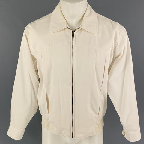 Vintage YVES SAINT LAURENT Size M White Cotton Zip Up Jacket