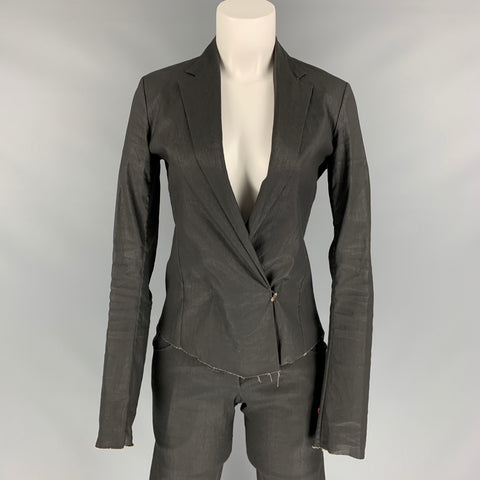 M.A+ Size S Slate Coated Canvas Raw Edge Pants Suit