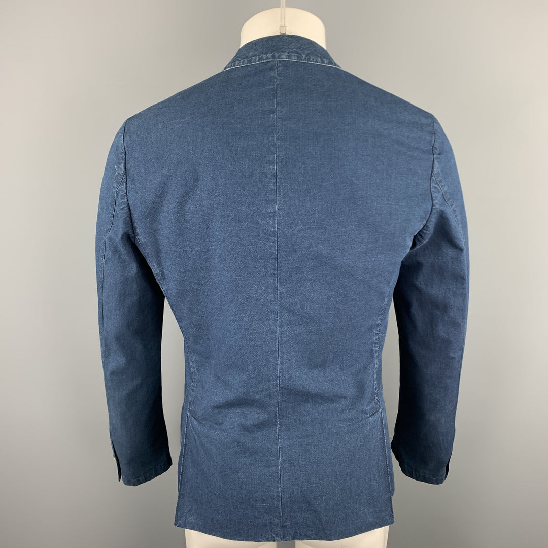 PRADA Taille 38 Manteau de sport à revers cranté en coton indigo