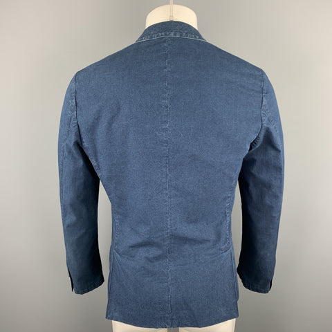 PRADA Size 38 Indigo Cotton Notch Lapel Sport Coat