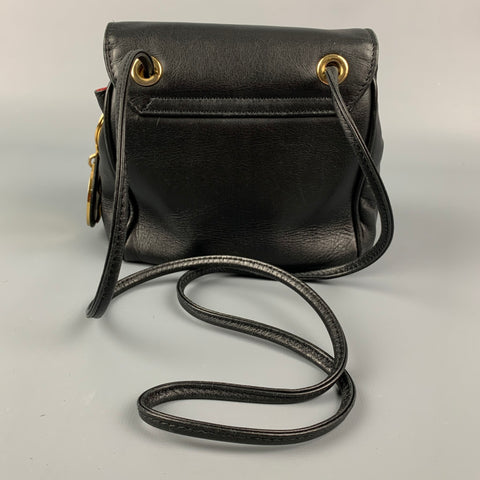 Vintage CHRISTIAN DIOR cuero negro oro encanto bolso de hombro mini bolso