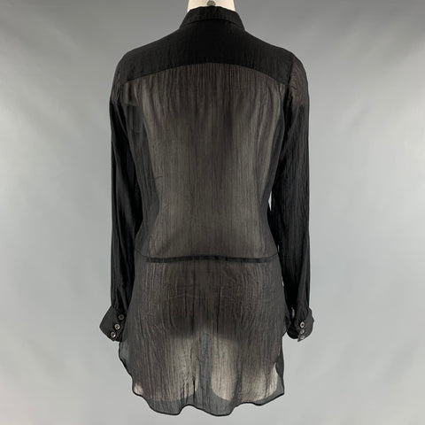 ETRO Taille S Chemise boutonnée en soie et coton noir