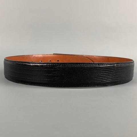 PAT AREIAS Waist Size 30 Black Leather Lizard Belt Strap