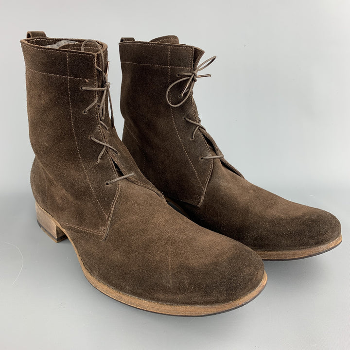 BLOKES Size 11 Brown Suede Lace Up Ankle Boots