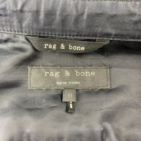 RAG &amp; BONE Taille M Veste noire en coton uni / polyester avec fermeture éclair et boutons-pression
