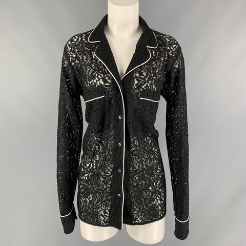 Nº21 Size M Black Lace  Patch Pockets Shirt