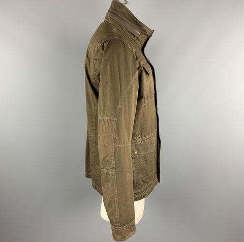 KUHL Size L Brown Solid Cotton Blend Zip & Buttons Jacket