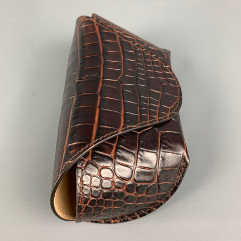 SMYTHSON OF BOND ST. Brown Embossed Leather Glasses Case