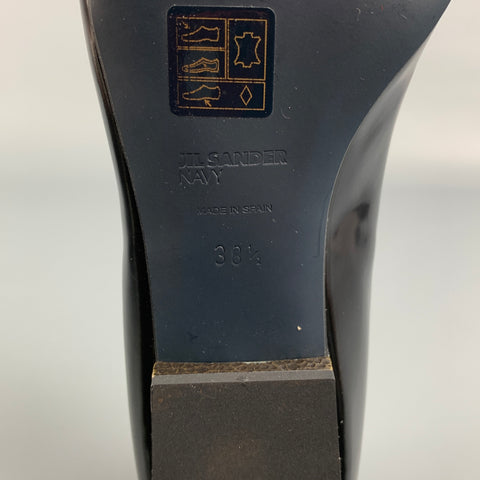 JIL SANDER Navy Size 8.5 Black Leather Square Toe Flats