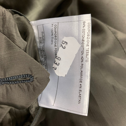 TONELLO Size 42 Slate Cotton Blend Notch Lapel Suit