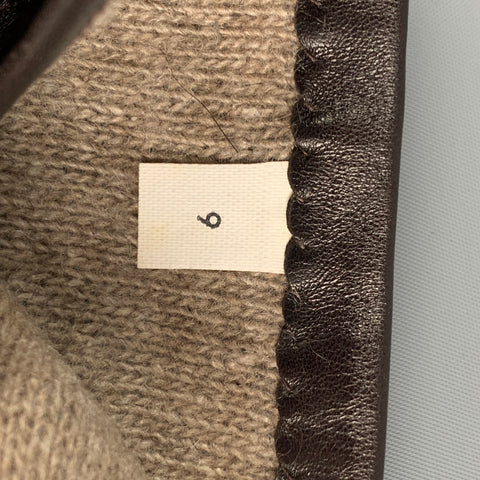 CALVIN KLEIN Brown Leather Cashmere Gloves