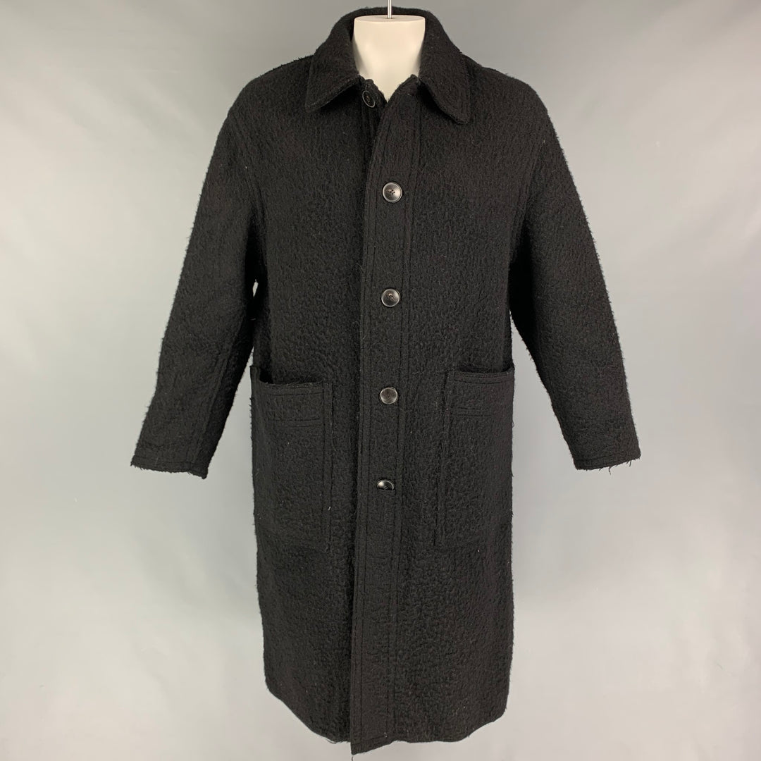 AMI by ALEXANDRE MATTIUSSI Size M Black Textured Wool Buttoned Coat