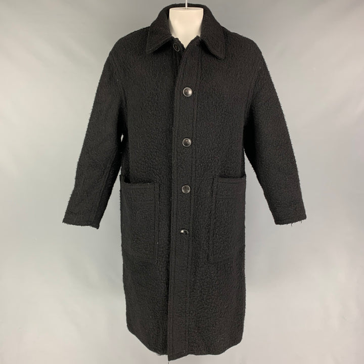 AMI by ALEXANDRE MATTIUSSI Size M Black Textured Wool Buttoned Coat