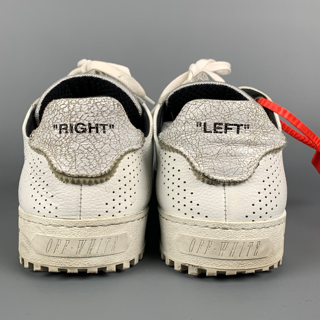 OFF-WHITE C/O VIRGIL ABLOH Helvetica Size 12 White Leather Lace Up Sneakers