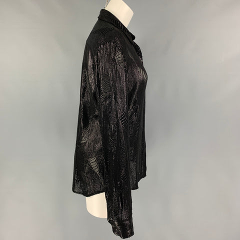 DRIES VAN NOTEN Size M Black Viscose Sequined Hidden Placket Shirt