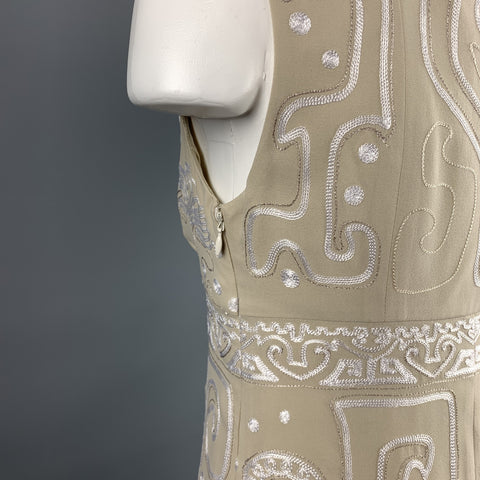 CHRISTIAN LACROIX Size 4 Beige Embroidered Silk Cocktail Shift Dress