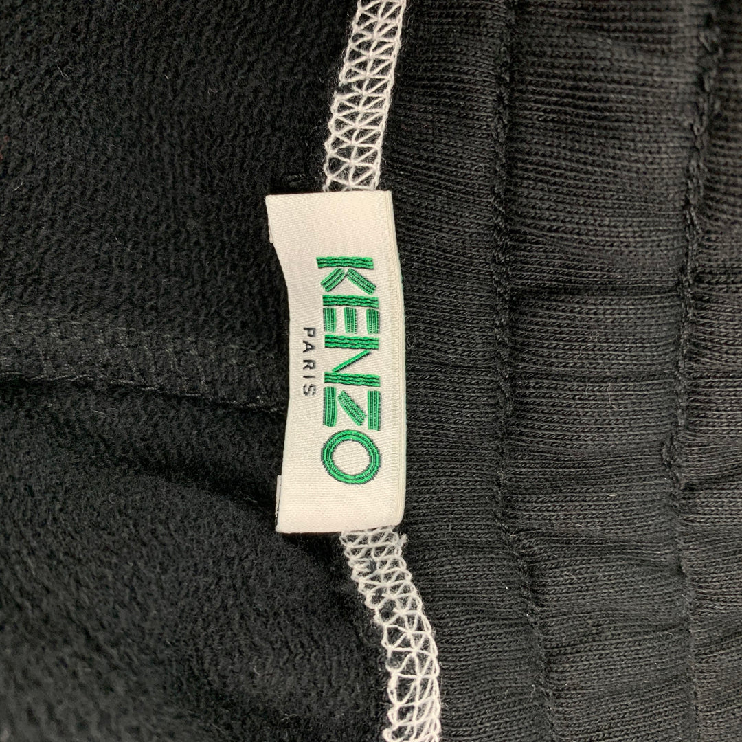 KENZO Size L Black Contrast Stitch Cotton Sweatpants