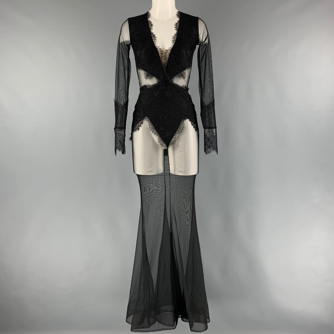 MICHAEL COSTELLO x  REVOLVE Size XXS Black Polyester Spandex Sheer Gown Dress