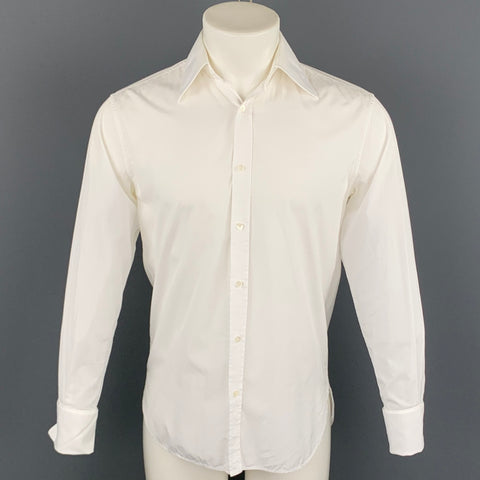 YVES SAINT LAURENT Size S White Cotton French Cuff Long Sleeve Shirt