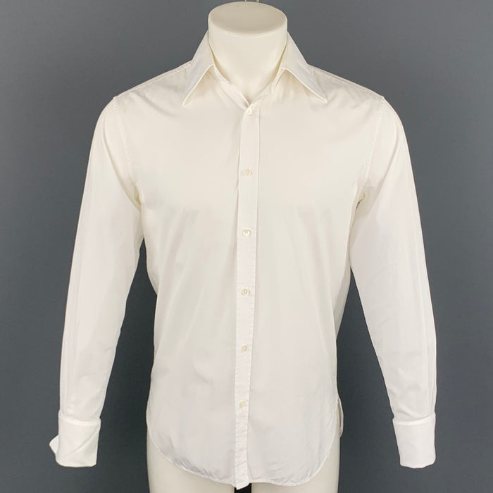YVES SAINT LAURENT Size S White Cotton French Cuff Long Sleeve Shirt