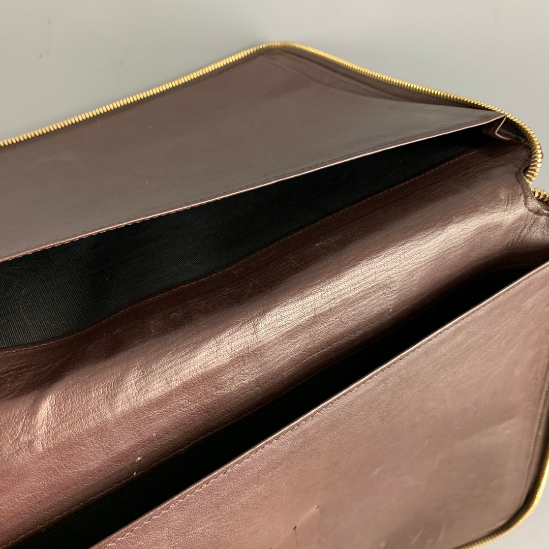BLOOMINGDALE'S Brown Textured Leather Portfolio Handbag & Leather
