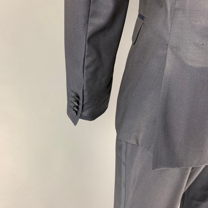 COLECCIÓN CALVIN KLEIN Talla 34 Traje de esmoquin con solapa de pico de lana negro azul marino