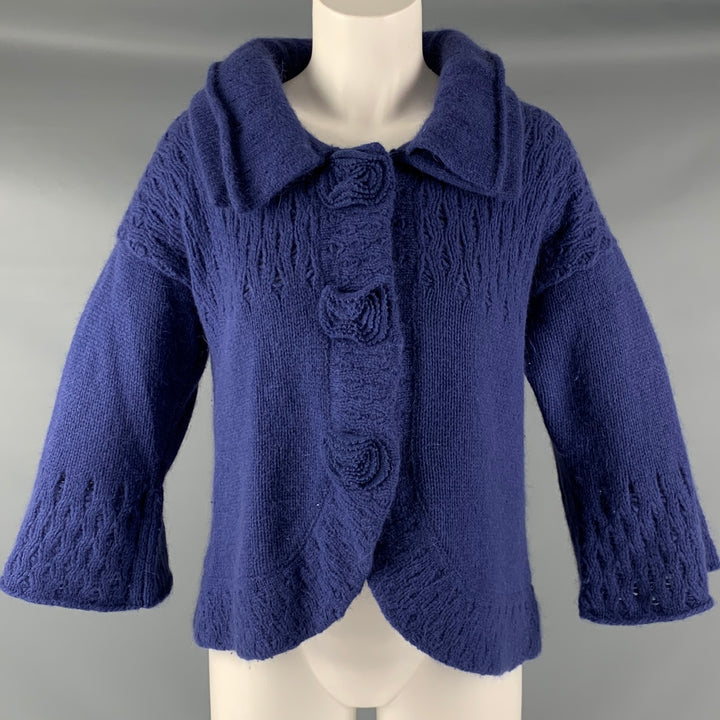 MARC JACOBS Size S Blue Lambswool Angora Textured Jacket