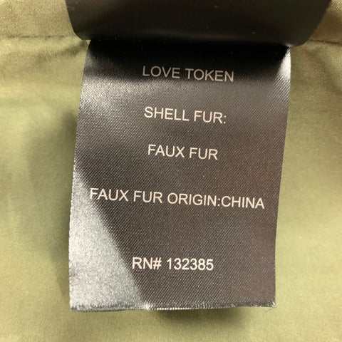 LOVE TOKEN Abrigo sin cuello texturizado de poliéster verde oliva Talla S