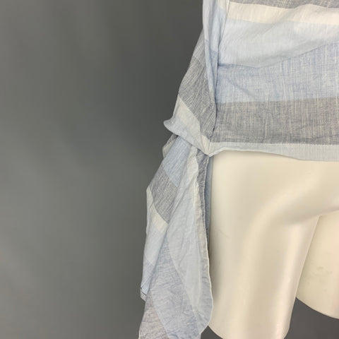 HOUSE OF THE VERY ISLAND'S Size S Light Blue Grey Stripe Short Sleeve Shirt