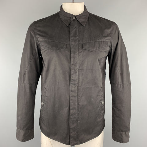 RAG &amp; BONE Taille M Veste noire en coton uni / polyester avec fermeture éclair et boutons-pression