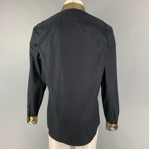 ALEXANDER MCQUEEN Size M Black Gold Cotton Button Up Long Sleeve Shirt