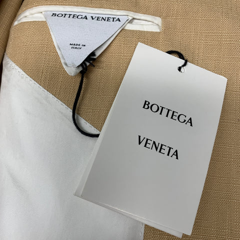 BOTTEGA VENETA Size 42 Khaki Woven Cotton Notch Lapel Sport Coat