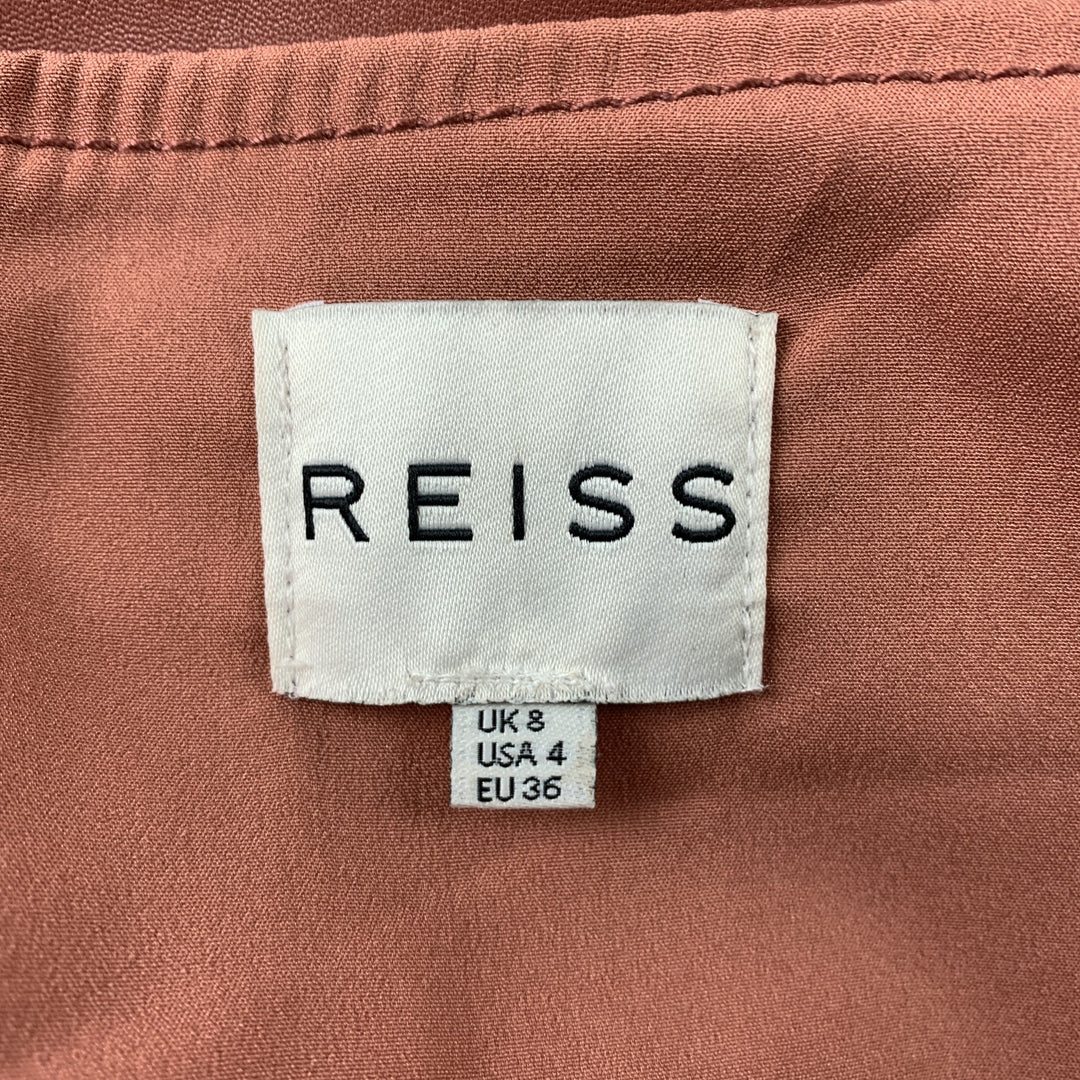 REISS Size 4 Brick Leather Lamb Skin Mini Skirt