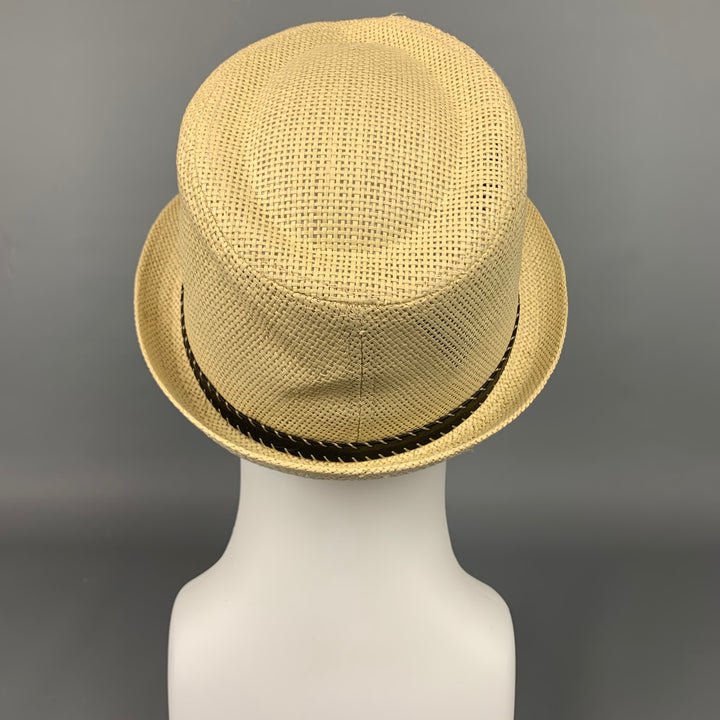 SUN 'N' SAND Natural & Black Woven Raffia Fedora Hat