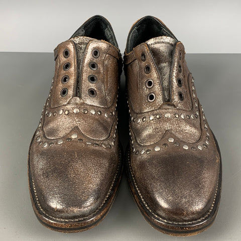 JOHN VARVATOS Size 9 Brown Distressed Leather Loafer Lace Up Shoes