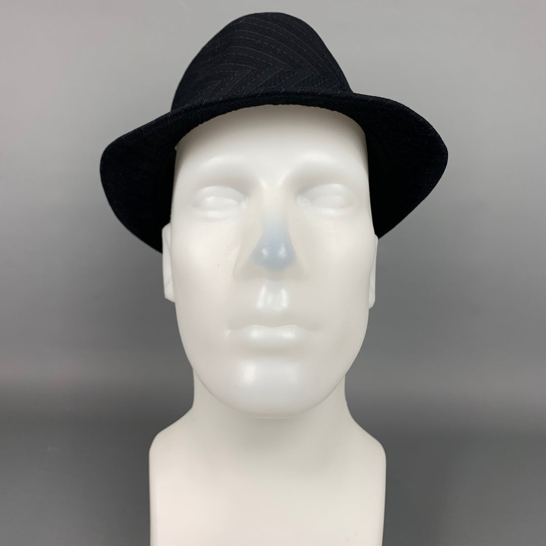 HENSCHEL HAT CO. Size L Black Stripe Polyester Fedora Hat