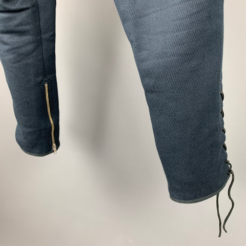 MONITALY Size 32 Navy Textured Jodhpurs Casual Pants
