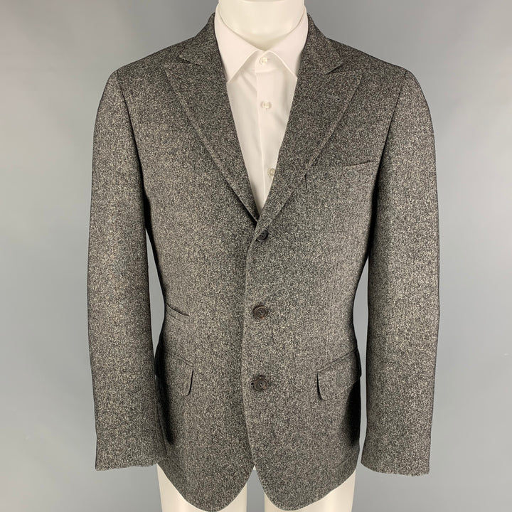BRUNELLO CUCINELLI Size 38 Black White Wool Cashmere Silk Sport Coat