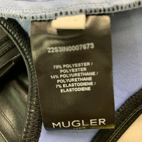 MUGLER Size 2 Black Polyester Blend Embossed Faux Leather Bralette Casual Top
